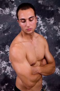 an young sensual man close up portrait