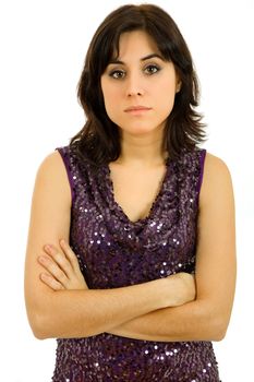 young beautiful woman portrait, isolated on white