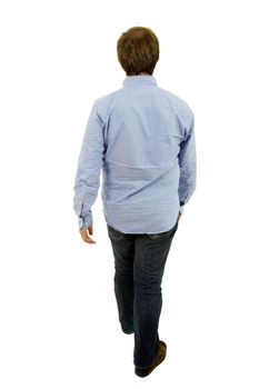 young casual man full body in a white background