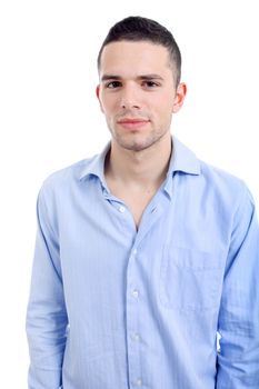 young casual man portrait, isolated on white