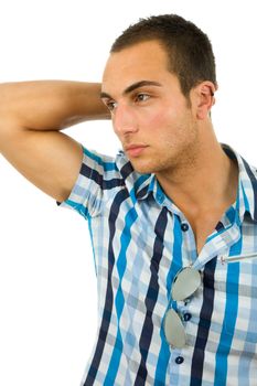 young casual man portrait, isolated on white