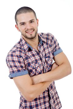 young casual man portrait, isolated on white