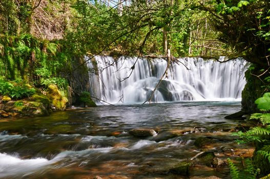 Cabe river Waterfall in San Pedro do Incio, in O Caurel (or Courel) Mountain Range, Lugo, Spain