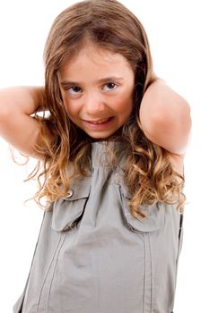 young happy girl portrait, isolated on white