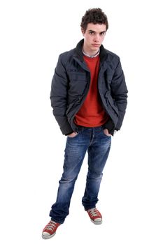 casual young man full body, isolated on white