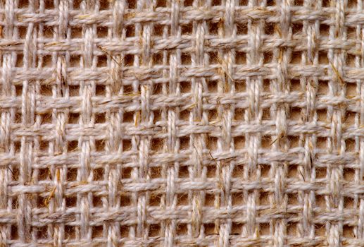 Beige Canvas Woven Pattern Background closeup