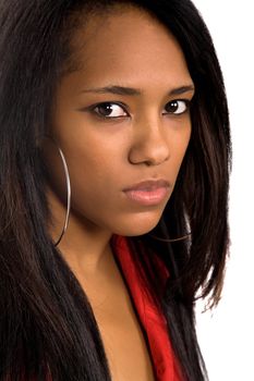 young beautiful afro american woman closeup portrait