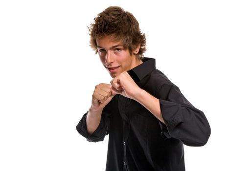 casual young man portrait, isolated on white