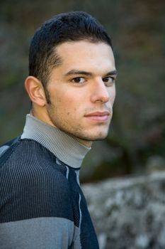 young casual handsome man portrait, outdoor picture