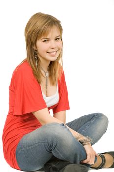 young casual blonde woman close up portrait