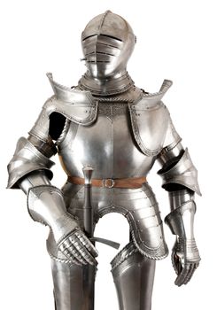 Armour of the medieval knight. Metal protection of the soldier against the weapon of the opponent