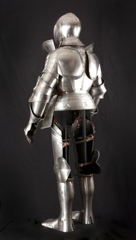 Armour of the medieval knight. Metal protection of the soldier against the weapon of the opponent