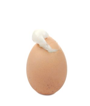 Boiled egg on a white. Isolated on a white background.