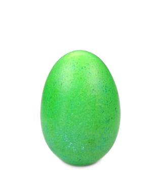 Close up of green easter egg. Isolated on a white background.