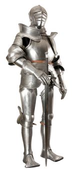 Armour of the medieval knight. Metal protection of the soldier against the weapon of the opponent