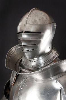 Armour of the medieval knight. Metal protection of the soldier against the weapon of the opponent