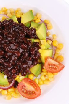 Close up of beans salad. Whole background.