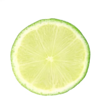 Fresh slice of lime. Isolated on a white background.