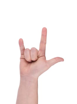 Man hand sign. Isolated on a white background.