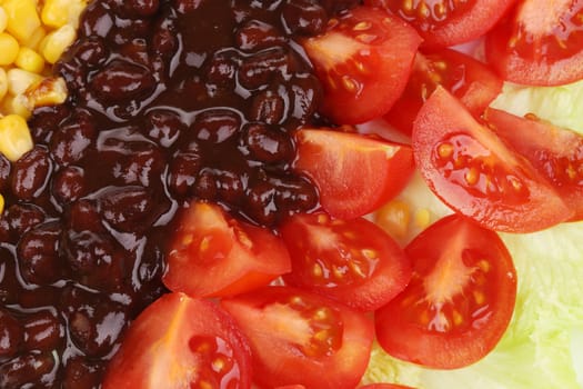 Close up of beans salad. Whole background.