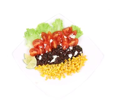 Beans salad. Isolated on a white background.