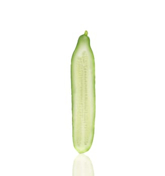 Slice of a cucumber. Isolated on a white background.