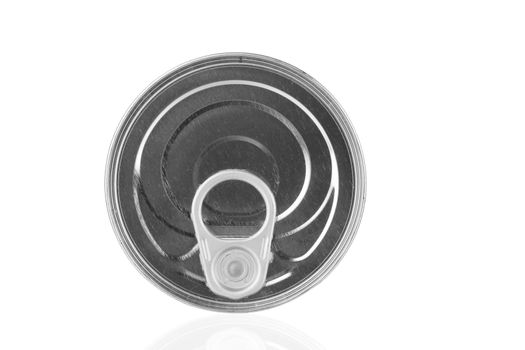 Top view of metal can. Isolated on a white background.