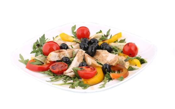 Chicken salad. Isolated on a white background.