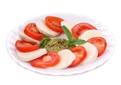 Caprese salad. Isolated on a white background.
