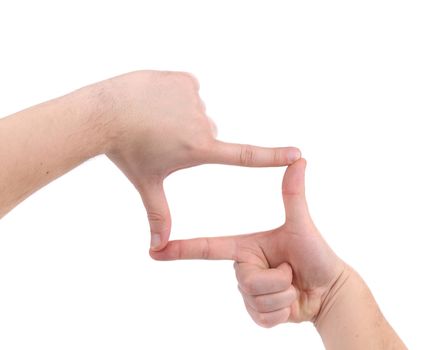 Hand symbol that means frame. Isolated on a white background.