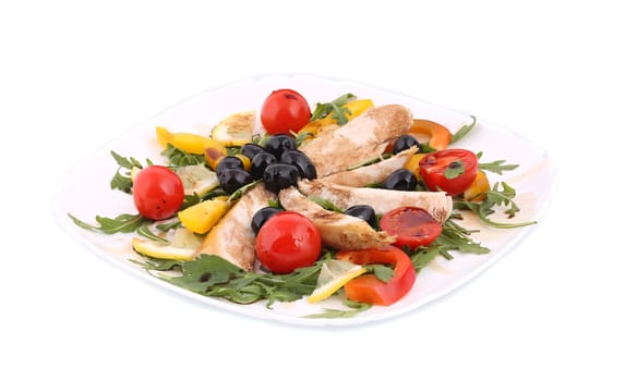 Chicken salad. Isolated on a white background.