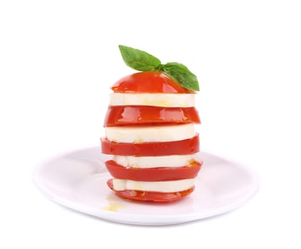 Caprese salad. Isolated on a white background.