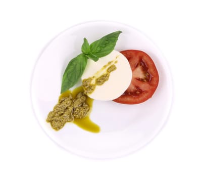 Caprese salad. Isolated on a white background.