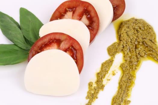 Close up of caprese salad. Whole background.