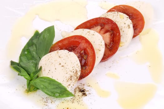 Close up of caprese salad. Macro. Whole background.