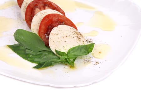 Close up of caprese salad. Macro. Whole background.