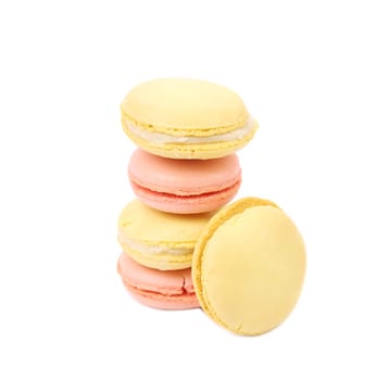 Stack of macaron cake. Isolated on a white background.