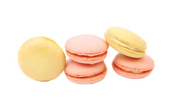 Bunch of macaron cake. Isolated on a white background.
