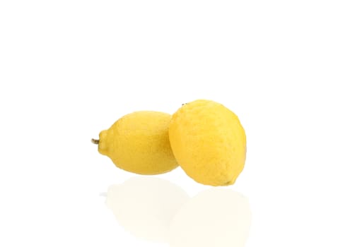 Close up of fresh lemons. Isolated on a white background.