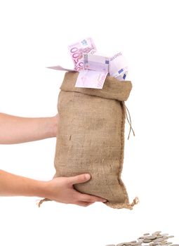 Sack with money. Isolated on a white background.