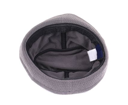 Black textile hat. Isolated on a white background.