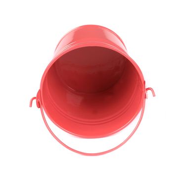 Pink metal bucket. Isolated on a white background.
