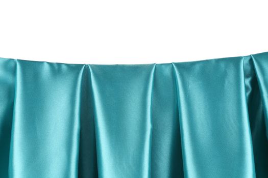 Aquamarine silk drapery. Close up. Whole background.