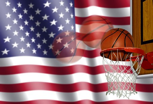 Basketball with American Flag