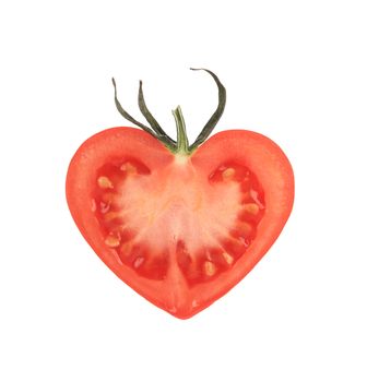 Heart-shaped tomato. Isolated on a white background.