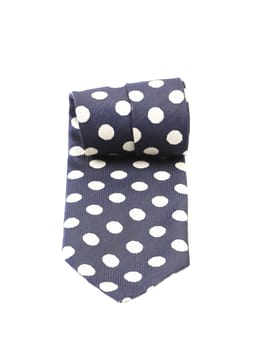 Blue dotted necktie. Isolated on a white background.