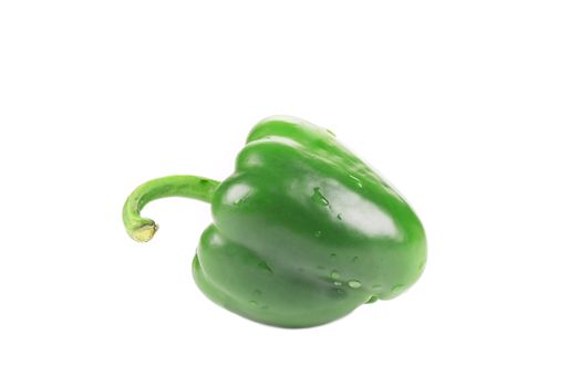 Fresh green bell pepper. Isolated on a white background.