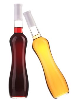 Two botles of wine. Isolated on a white background.