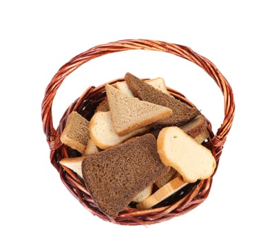 Basket with bread. Isolated on a white background.
