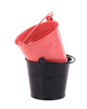 Red and black bucket. Isolated on a white background.